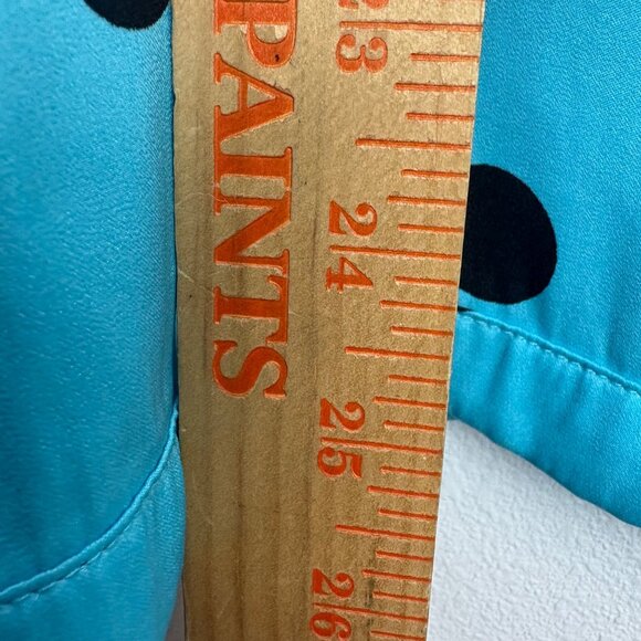 Worthington XL Blue Polka Dot Short Sleeve Blouse Vintage Lightweight Work - Picture 4 of 5